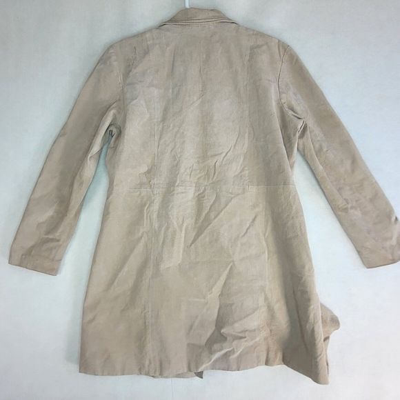 Vtg Wilsons Leather MAXIMA Womens XL Tan Long Coat Jacket Lined Button - Picture 4 of 12